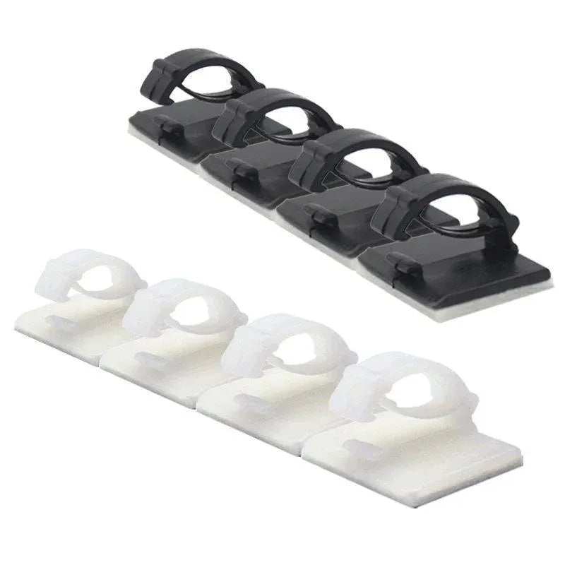100X Cable Clips Holder Tidy Adhesive Home Car Wire Tie Fixer Drop Clamp Cord - White-100PCS