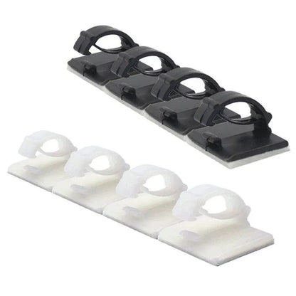 100X Cable Clips Holder Tidy Adhesive Home Car Wire Tie Fixer Drop Clamp Cord - White-100PCS