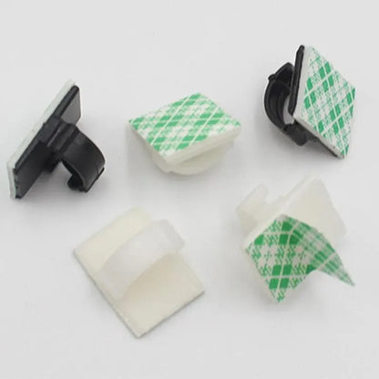 100X Cable Clips Holder Tidy Adhesive Home Car Wire Tie Fixer Drop Clamp Cord - White-100PCS