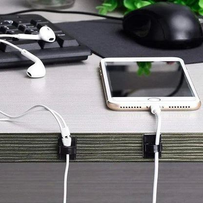 100X Cable Clips Holder Tidy Adhesive Home Car Wire Tie Fixer Drop Clamp Cord - White-100PCS