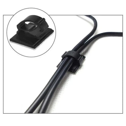 100X Cable Clips Holder Tidy Adhesive Home Car Wire Tie Fixer Drop Clamp Cord - White-100PCS