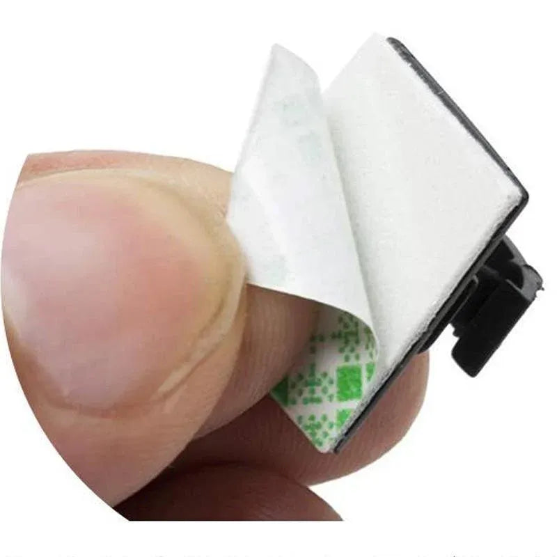 100X Cable Clips Holder Tidy Adhesive Home Car Wire Tie Fixer Drop Clamp Cord - White-100PCS