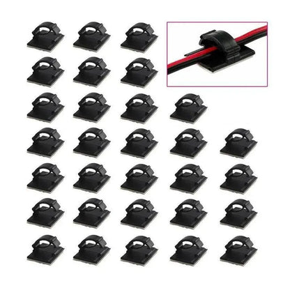 100X Cable Clips Holder Tidy Adhesive Home Car Wire Tie Fixer Drop Clamp Cord - White-100PCS