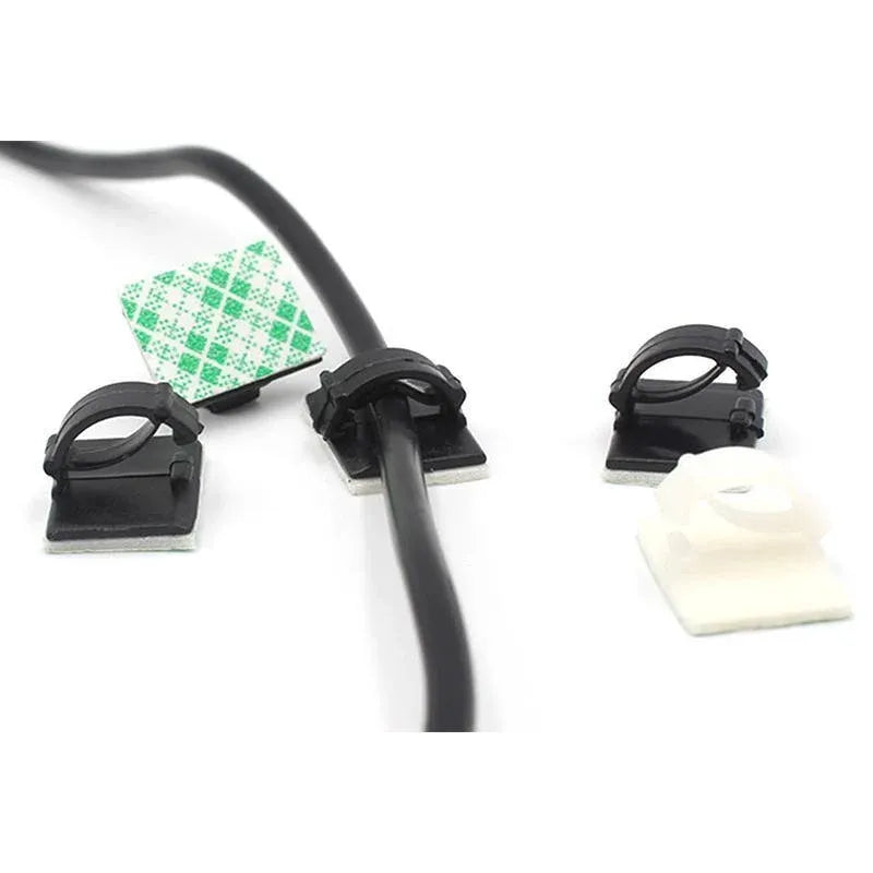 100X Cable Clips Holder Tidy Adhesive Home Car Wire Tie Fixer Drop Clamp Cord - White-100PCS
