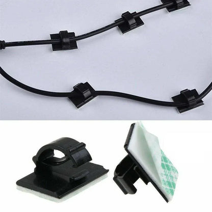 100X Cable Clips Holder Tidy Adhesive Home Car Wire Tie Fixer Drop Clamp Cord - White-100PCS