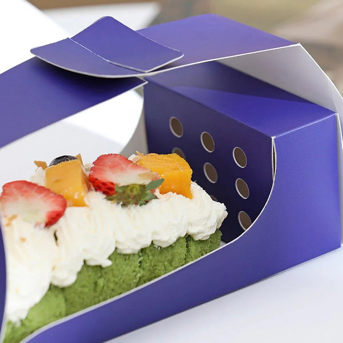 10pcs Pastry Box Mousse Layer Cake Roll Towel Roll Packaging Box Bakery Supplies - Blue