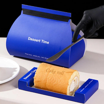 10pcs Pastry Box Mousse Layer Cake Roll Towel Roll Packaging Box Bakery Supplies - Blue