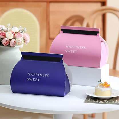 10pcs Pastry Box Mousse Layer Cake Roll Towel Roll Packaging Box Bakery Supplies - Blue