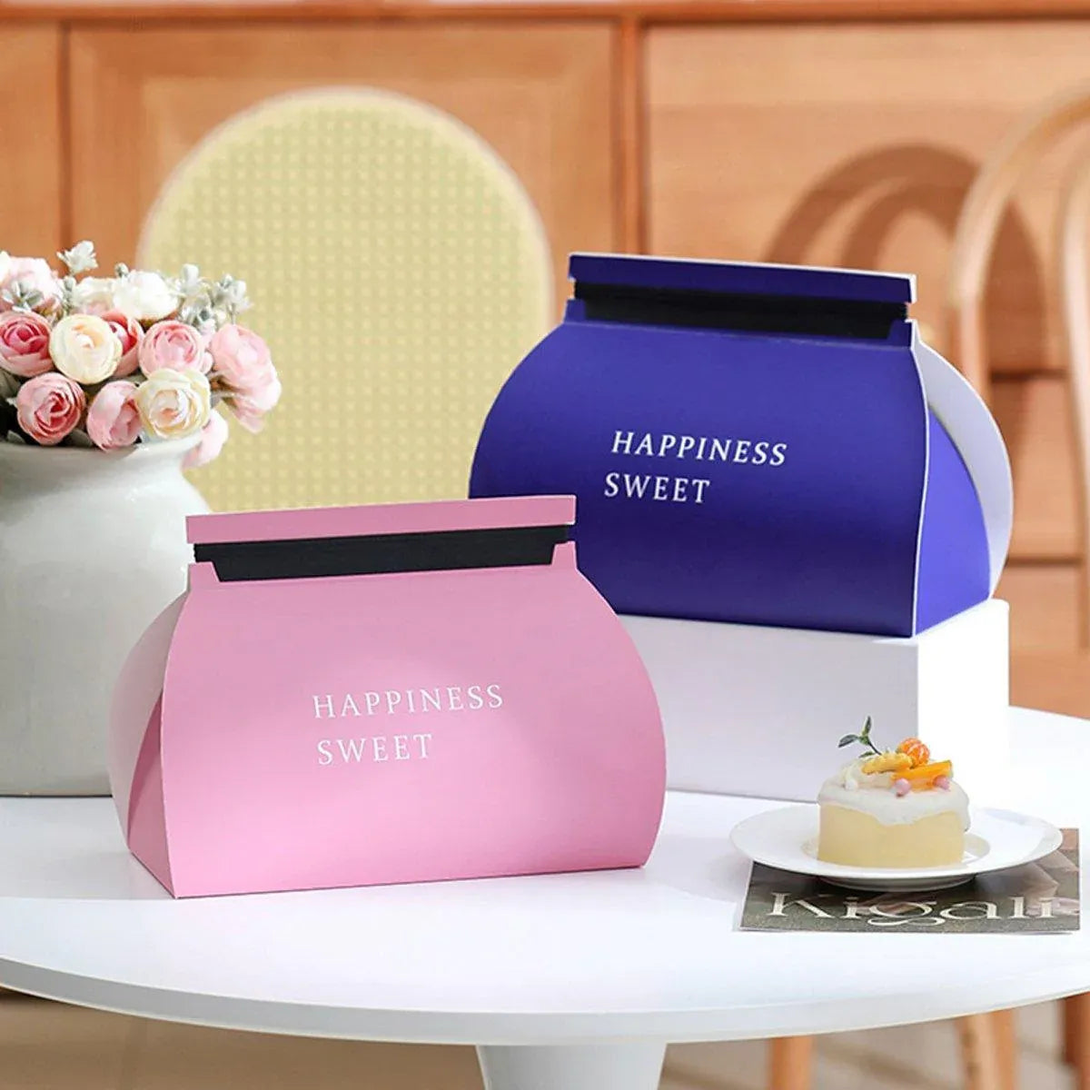 10pcs Pastry Box Mousse Layer Cake Roll Towel Roll Packaging Box Bakery Supplies - Blue
