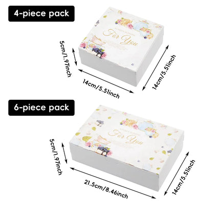 50Pcs Pastry Gift Box Cookie Tart Packaging Flower Pattern Bakery Box Easy Fold - 14x14x5CM