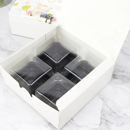 50Pcs Pastry Gift Box Cookie Tart Packaging Flower Pattern Bakery Box Easy Fold - 21.5x14x5CM