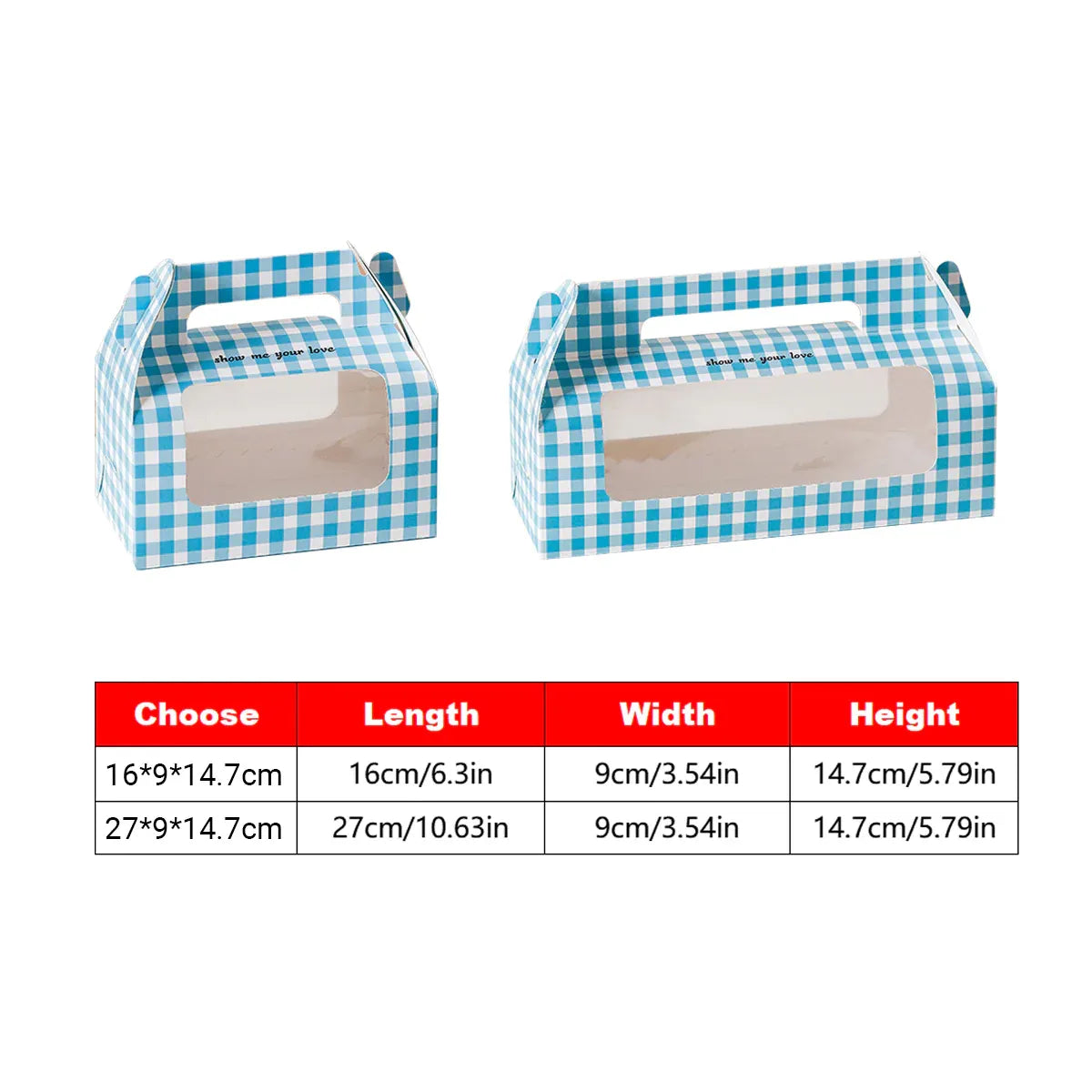 20PCS Handheld Dessert Packaging Boxes with Window for Cakes Cookies - 27 x 9 x 14.7cm