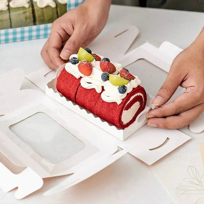 20PCS Handheld Dessert Packaging Boxes with Window for Cakes Cookies - 27 x 9 x 14.7cm