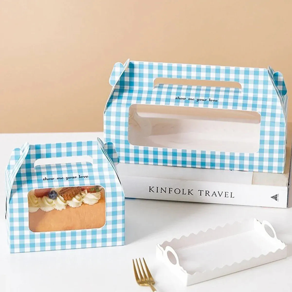 20PCS Handheld Dessert Packaging Boxes with Window for Cakes Cookies - 27 x 9 x 14.7cm