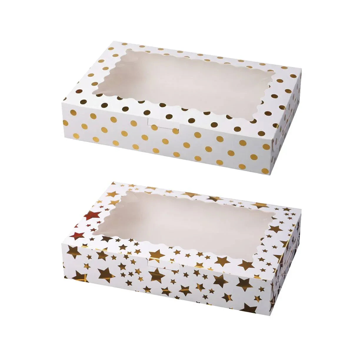 10 Pcs Window Cake Box Gold Star Kraft Cardboard Bakery Party Dessert Gift Box - Dot