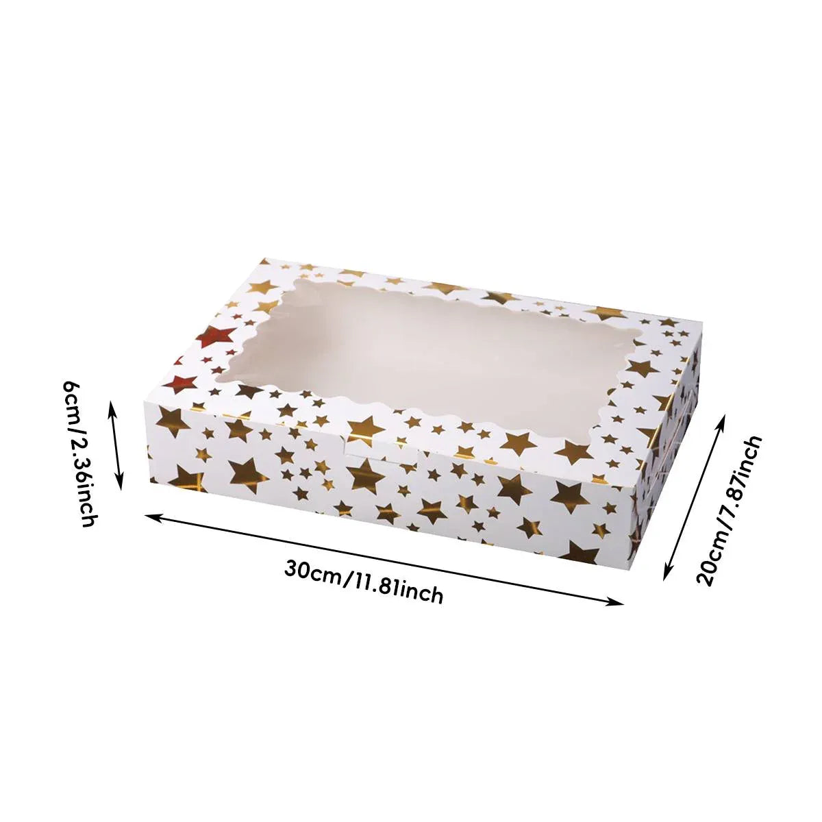 10 Pcs Window Cake Box Gold Star Kraft Cardboard Bakery Party Dessert Gift Box - Dot