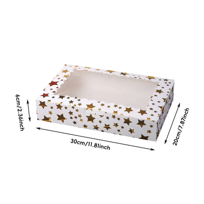 10 Pcs Window Cake Box Gold Star Kraft Cardboard Bakery Party Dessert Gift Box - Dot