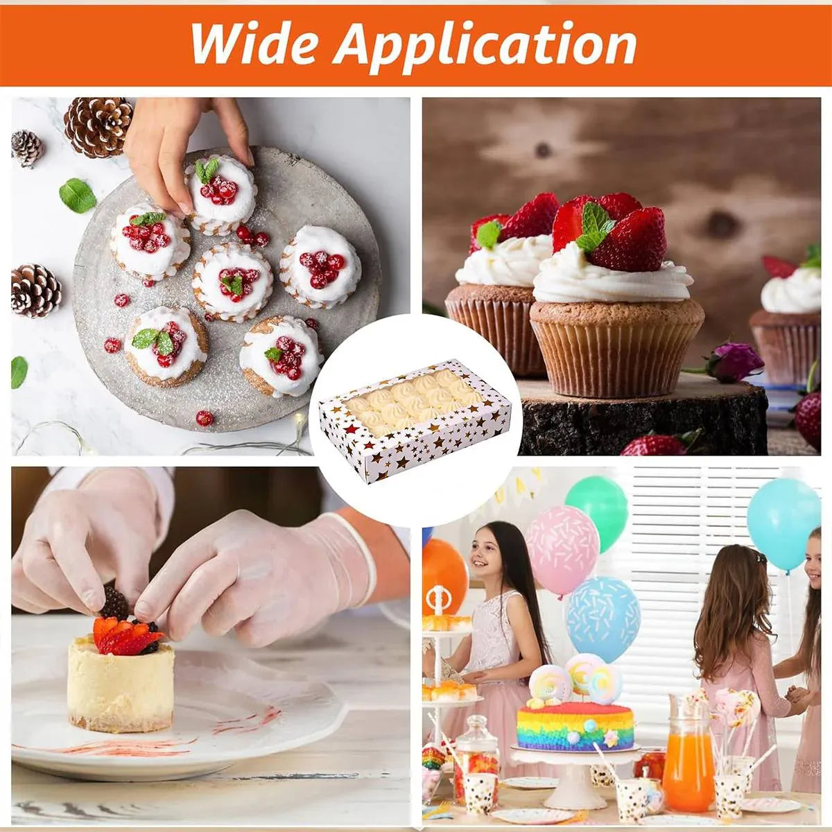 10 Pcs Window Cake Box Gold Star Kraft Cardboard Bakery Party Dessert Gift Box - Dot