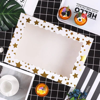 10 Pcs Window Cake Box Gold Star Kraft Cardboard Bakery Party Dessert Gift Box - Dot