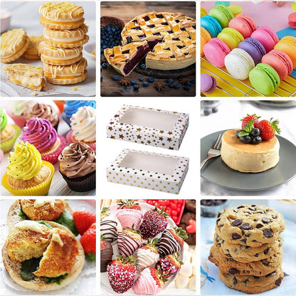 10 Pcs Window Cake Box Gold Star Kraft Cardboard Bakery Party Dessert Gift Box - Dot