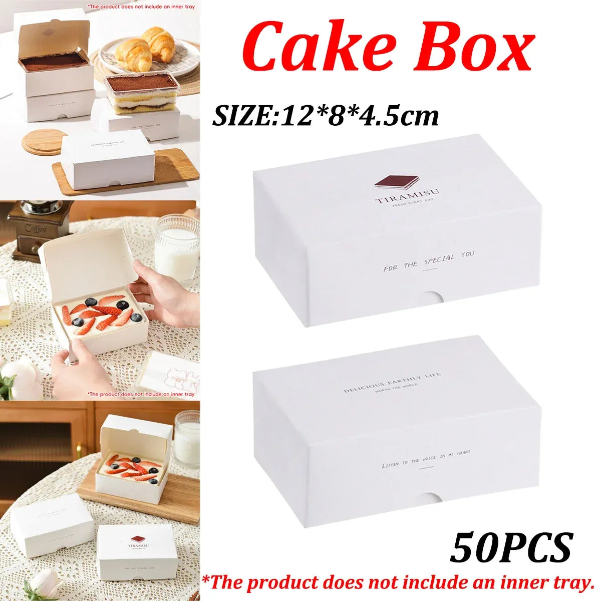 Western Dessert Presentation Box 50 Pack Tiramisu Bakery Gift Packaging Set - English