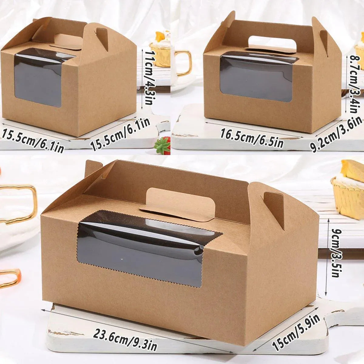25pcs Portable Cupcake Packaging Box with Transparent Window for Easy Opening - Marble-4Cup