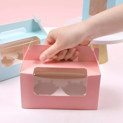 25pcs Portable Cupcake Packaging Box with Transparent Window for Easy Opening - Marble-6Cup
