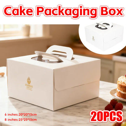 20PCS Cake Packaging Boxes 6/8in White for Birthday Party Bakery Packaging Use - 8 Inches