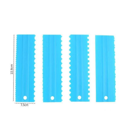 4PCS Cake Decorating Scraper Set Icing Smoother and Frosting Comb Tools - Pink