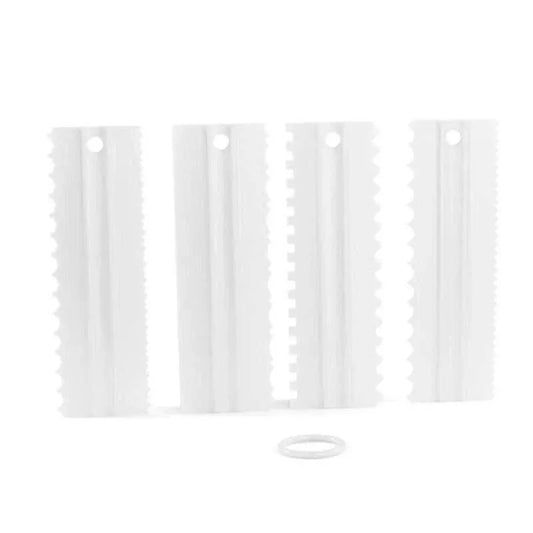 4PCS Cake Decorating Scraper Set Icing Smoother and Frosting Comb Tools - White
