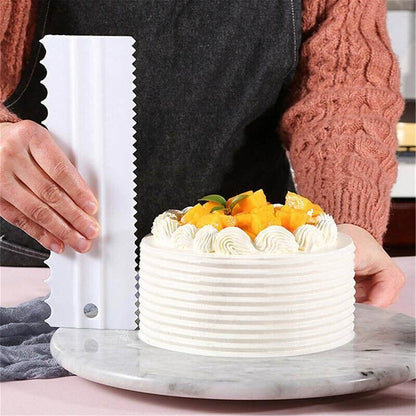 4PCS Cake Decorating Scraper Set Icing Smoother and Frosting Comb Tools - White