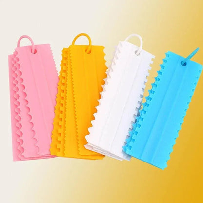 4PCS Cake Decorating Scraper Set Icing Smoother and Frosting Comb Tools - White