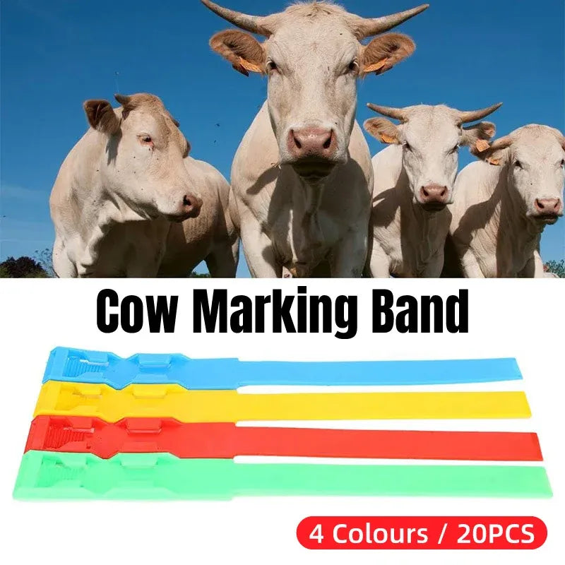 Cow Identification Bands 20PCS Adjustable Foot Rings Multi Colour Tags Livestock - Green
