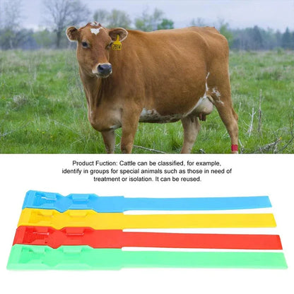 Cow Identification Bands 20PCS Adjustable Foot Rings Multi Colour Tags Livestock - Yellow
