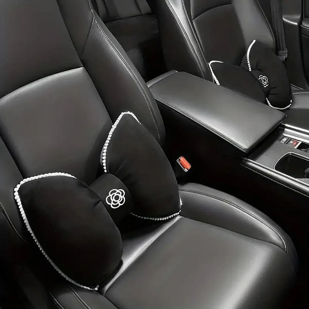 Black Bowknot Neck Pillow Plush Bow Tie Soft Plush Car Headrest Waist Support - Headrest