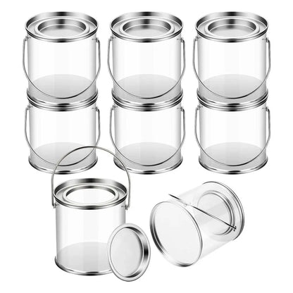 10pcs Cylinder Box with Iron Lid Round Bucket Candy Jar Storage Container - 10x10x12.5cm