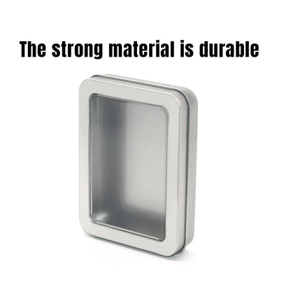 10pcs Metal Iron Box with Open Window Storage Rectangle Packaging Containers - 12.5x9x5cm