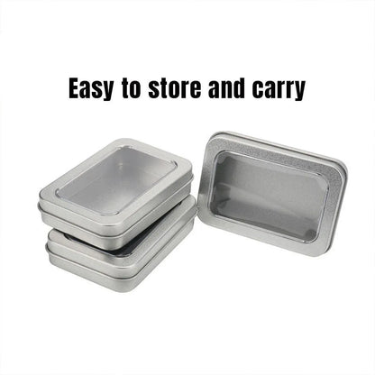 10pcs Metal Iron Box with Open Window Storage Rectangle Packaging Containers - 12.5x9x5cm