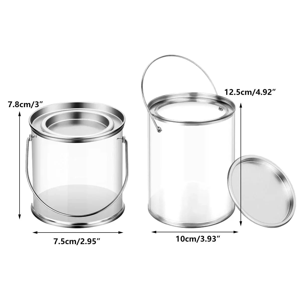 10pcs Cylinder Box with Iron Lid Round Bucket Candy Jar Storage Container - 7.5x7.5x7.8cm