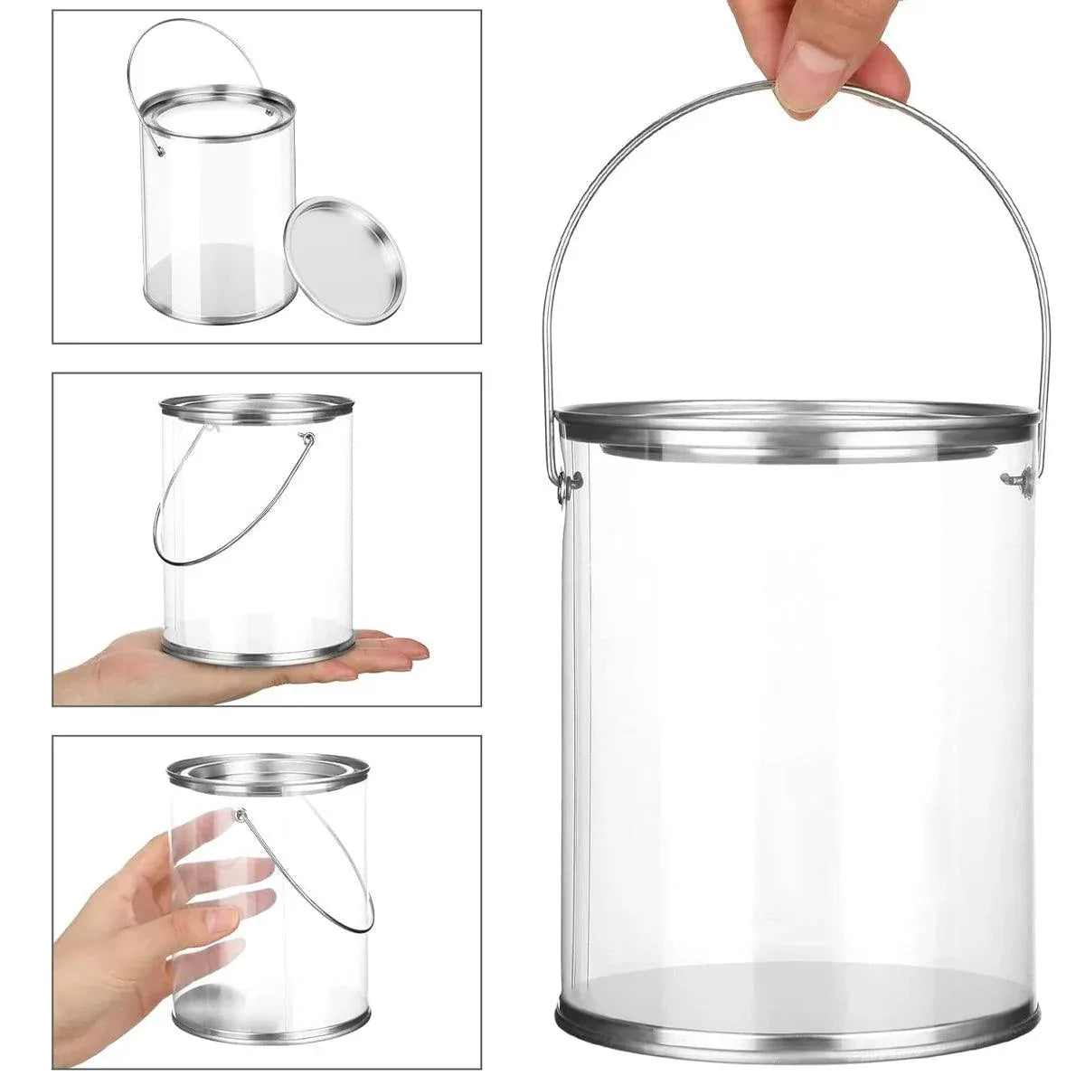 10pcs Cylinder Box with Iron Lid Round Bucket Candy Jar Storage Container - 7.5x7.5x7.8cm