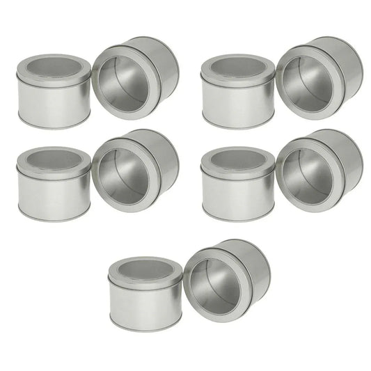 10pcs Open Window Cake Tin Box Bakery Biscuit Packaging Storage Tin Box Set - Sliver