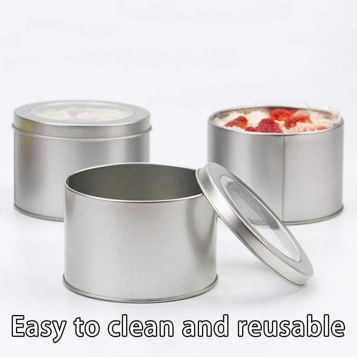 10pcs Open Window Cake Tin Box Bakery Biscuit Packaging Storage Tin Box Set - Sliver