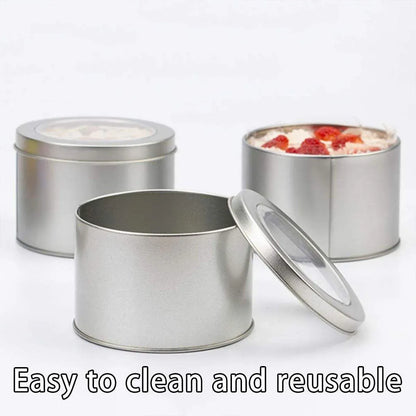10pcs Open Window Cake Tin Box Bakery Biscuit Packaging Storage Tin Box Set - Sliver