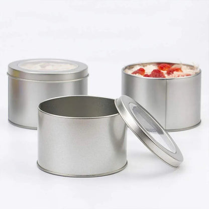 10pcs Open Window Cake Tin Box Bakery Biscuit Packaging Storage Tin Box Set - Sliver