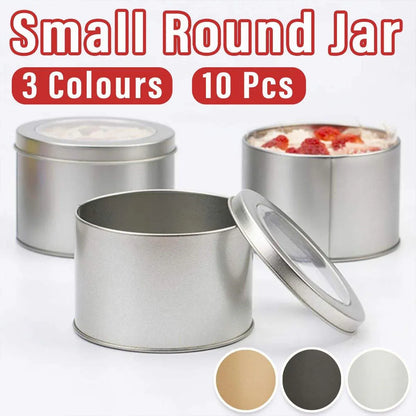 10pcs Open Window Cake Tin Box Bakery Biscuit Packaging Storage Tin Box Set - Sliver