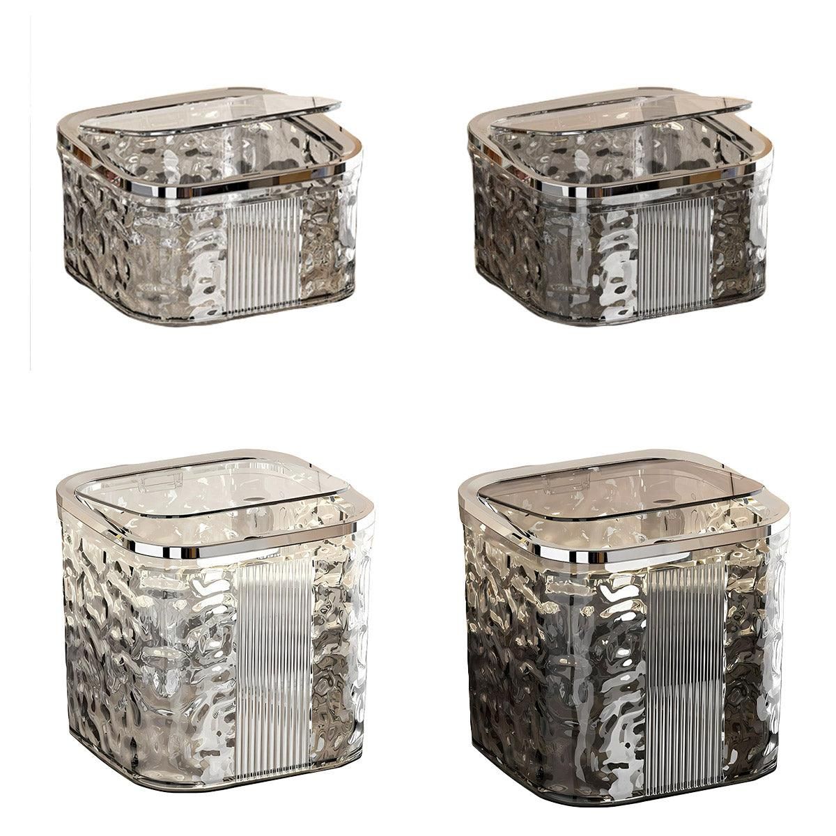 Desktop Mini Trash Can Small Waste Bin Storage Bucket for Office Kitchen Home - Grey-L