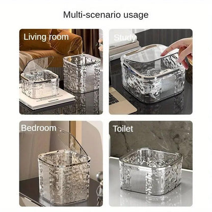 Desktop Mini Trash Can Small Waste Bin Storage Bucket for Office Kitchen Home - Grey-L