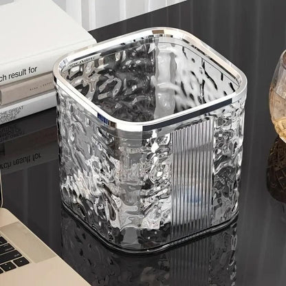 Desktop Mini Trash Can Small Waste Bin Storage Bucket for Office Kitchen Home - Grey-L