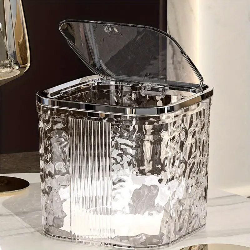 Desktop Mini Trash Can Small Waste Bin Storage Bucket for Office Kitchen Home - Grey-L