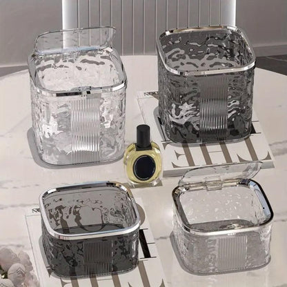 Desktop Mini Trash Can Small Waste Bin Storage Bucket for Office Kitchen Home - Grey-L